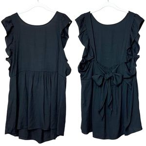 Spin USA NWT flutter sleeve top 3X blouse solid black neutral lightweight curvy